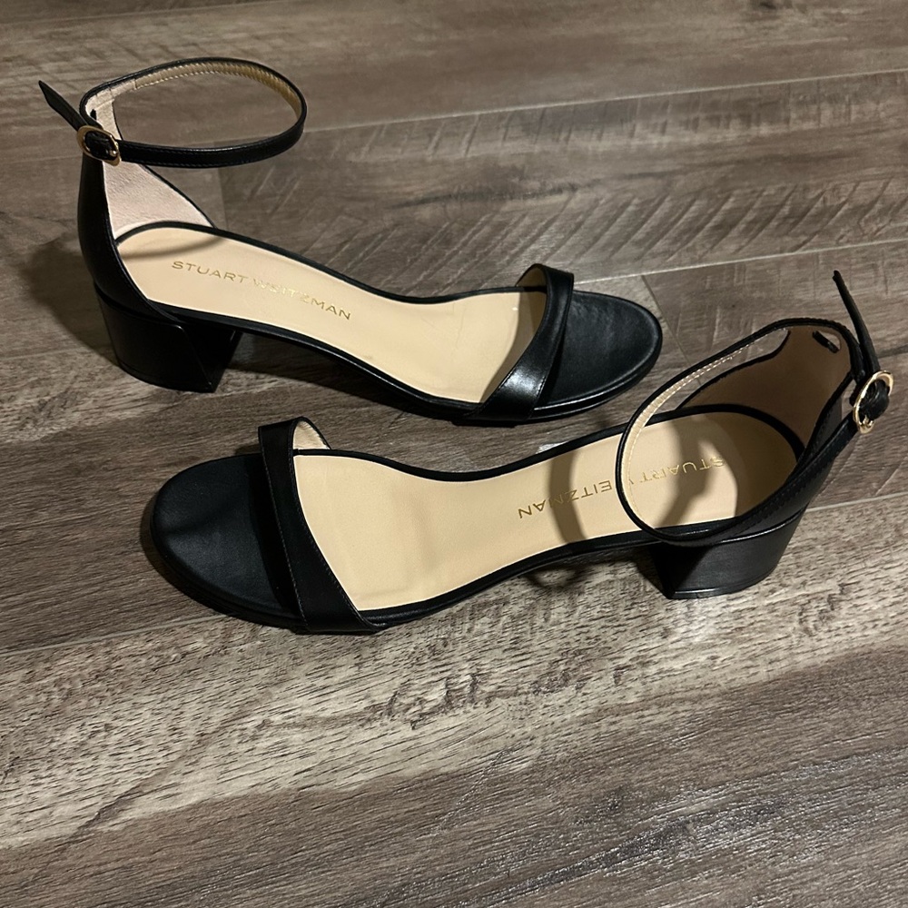NEW Stuart Weitzman Nudist Block 35 Black Leather 10